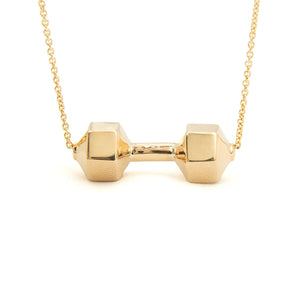 Solid gold deals dumbbell pendant