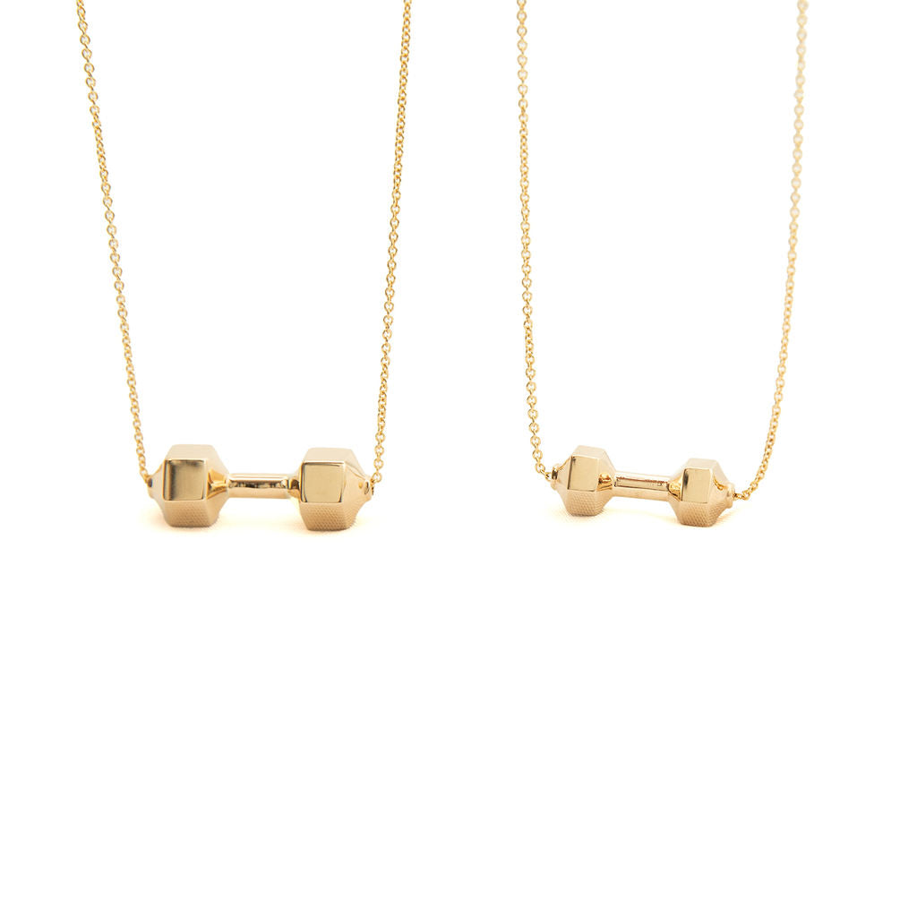 18kt Yellow Gold Dumbbell necklace large