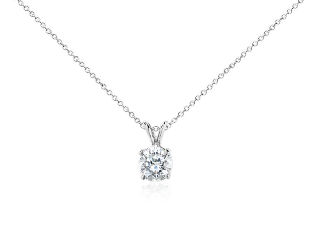 Diamond Solitaire Necklace in 18KT Gold