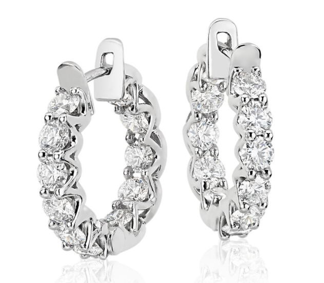 3CT Diamond Hoop Earrings in Platinum