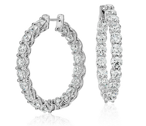 6CT Diamond Hoop Earrings in Platinum